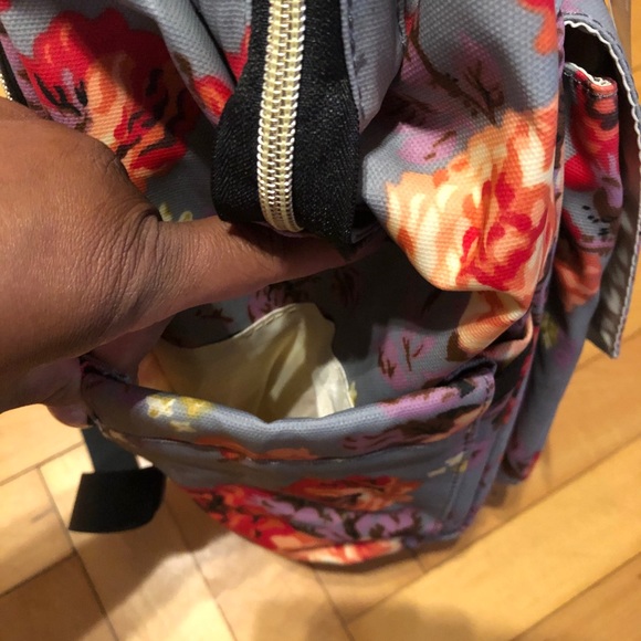 Gray Floral Diaper Bag/Backpack - Picture 10 of 16